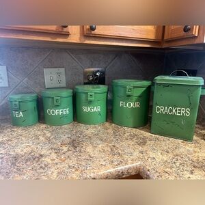 Twos Company Rustic Green Canister Set